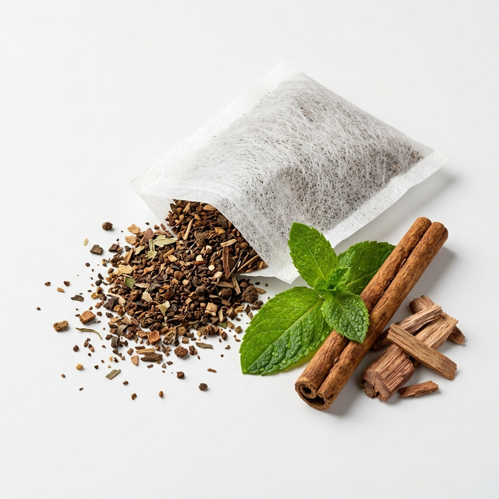 Saszetka z naturalnymi składnikami: mięta, cynamon, drewno cedrowe